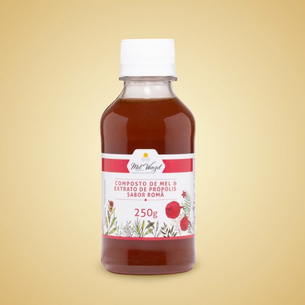 Composto de mel e extrato de própolis - Sabor Romã - 250g - Pet